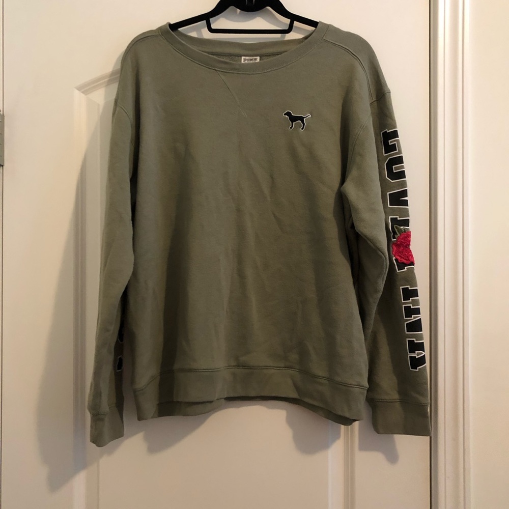Army Green PINK Victoria Secret Sweatshirt